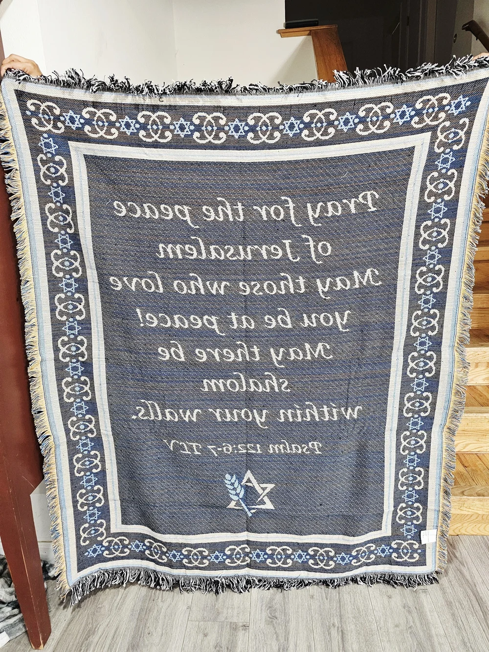 Jewish Voice Ministry~Pray for Peace of Jerusalem Tapestry Afgan~Psalm 122:6-7
